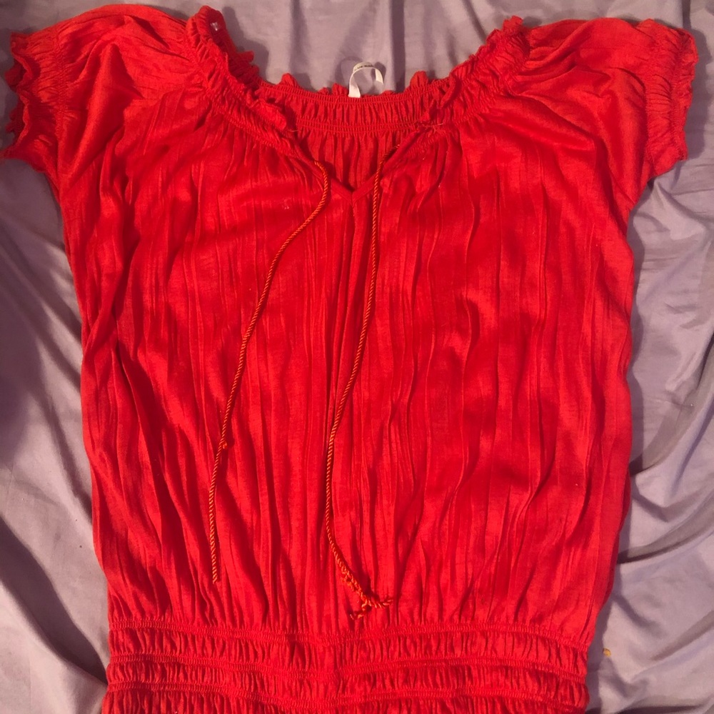 Red Flowy Casual Fun Blouse